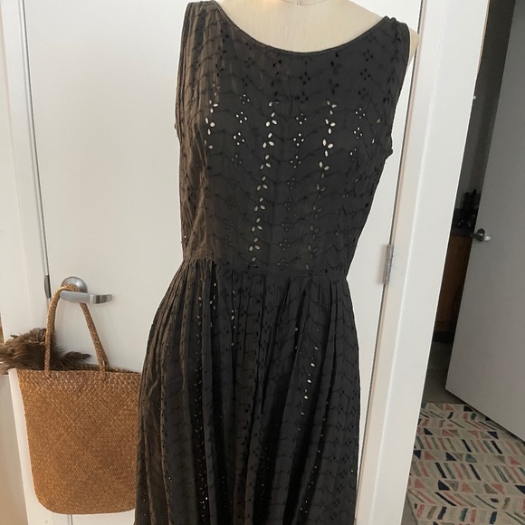 Vintage Black Eyelet Dress Mode O Day - Picture 1 of 7